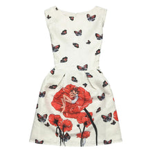 Women's Sleeveless Casual Sundress Flower Cotton Pleated Short Floral Mini Dress