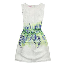 Women's Sleeveless Casual Sundress Flower Cotton Pleated Short Floral Mini Dress