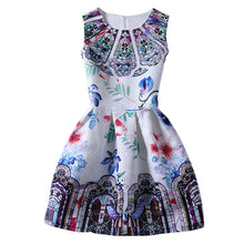 Women's Sleeveless Casual Sundress Flower Cotton Pleated Short Floral Mini Dress