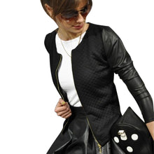 Women's Solid PU Leather Casual Slim Jacket Zipper Short Outerwear Tops