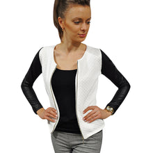 Women's Solid PU Leather Casual Slim Jacket Zipper Short Outerwear Tops