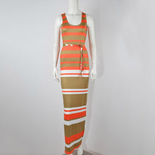 Women's Boho Long Maxi Dress Sleeveless O Neck Evening Party Beach Striped Dresses Sundress PY3
