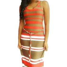 Women's Boho Long Maxi Dress Sleeveless O Neck Evening Party Beach Striped Dresses Sundress PY3