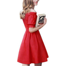Women's Dress Pleated Off The Shoulder Sexy Party Kawaii Puff Sleeve Dress