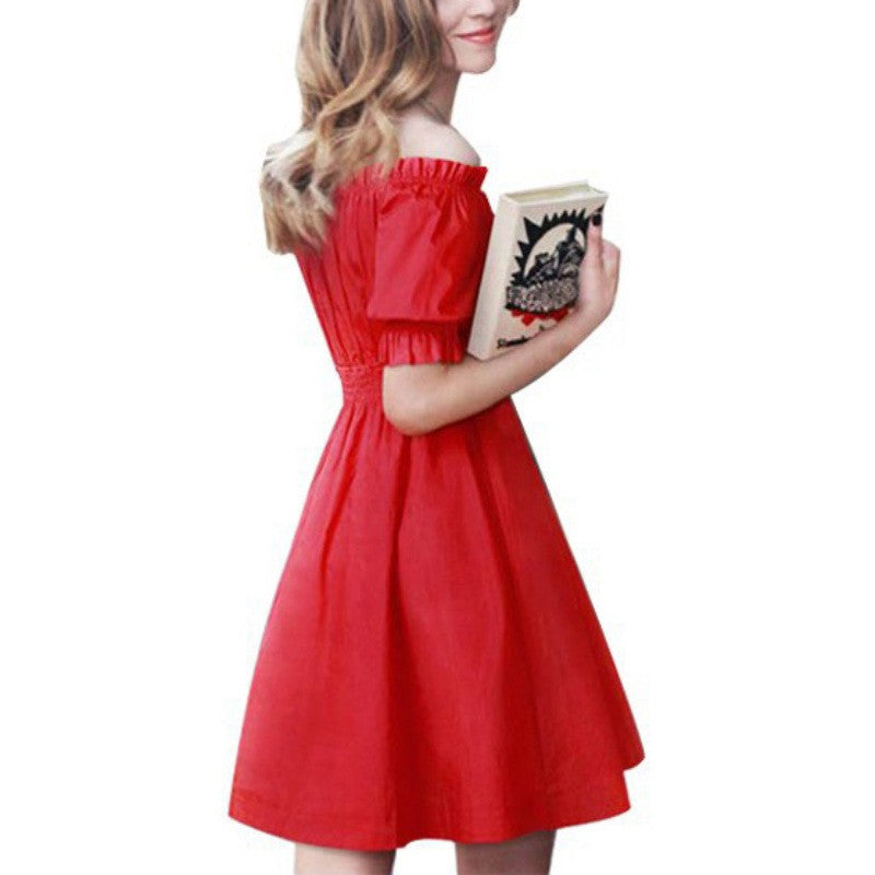 Women's Dress Pleated Off The Shoulder Sexy Party Kawaii Puff Sleeve Dress
