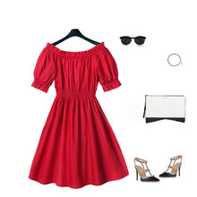 Women's Dress Pleated Off The Shoulder Sexy Party Kawaii Puff Sleeve Dress