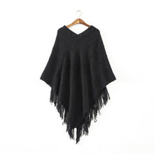 Womens Fringed Tassels Bat Sleeve Pullover Jumper Knit Sweaters Top Poncho Shawl