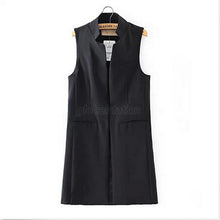Womens Long Vest Jacket Casual Office Wear Open Waistcoat Outwear Coat SMLXL Y4