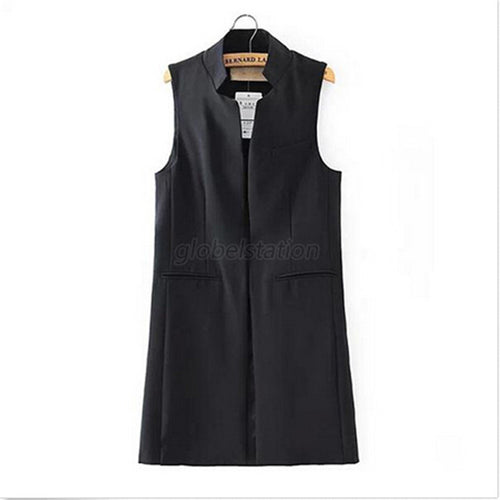 Womens Long Vest Jacket Casual Office Wear Open Waistcoat Outwear Coat SMLXL Y4
