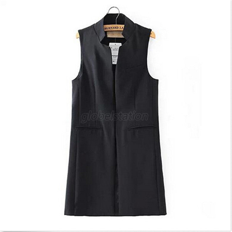 Womens Long Vest Jacket Casual Office Wear Open Waistcoat Outwear Coat SMLXL Y4