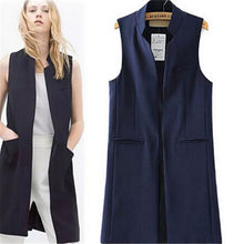 Womens Long Vest Jacket Casual Office Wear Open Waistcoat Outwear Coat SMLXL Y4