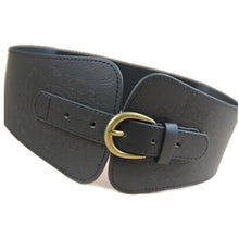 Womens Retro Totem PU Leather Buckle Wide Waist Belt Stretch Corset Waistband