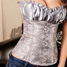 Womens Satin Lace Up Boned Floral Waist Body Shaper Corset Lingerie Bustier Slimming Underwear Shapewear Tops