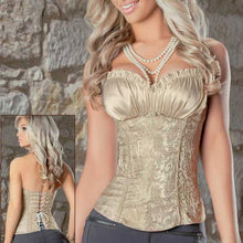 Womens Satin Lace Up Boned Floral Waist Body Shaper Corset Lingerie Bustier Slimming Underwear Shapewear Tops