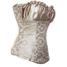 Womens Satin Lace Up Boned Floral Waist Body Shaper Corset Lingerie Bustier Slimming Underwear Shapewear Tops