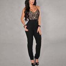 Womens V Neck Backless Leopard Pants Evening Jumpsuit Overall Bodysuit Romper